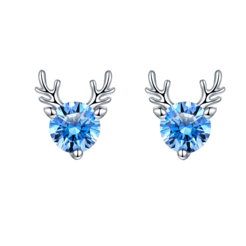 卡蒂罗 蓝锆鹿角银耳饰