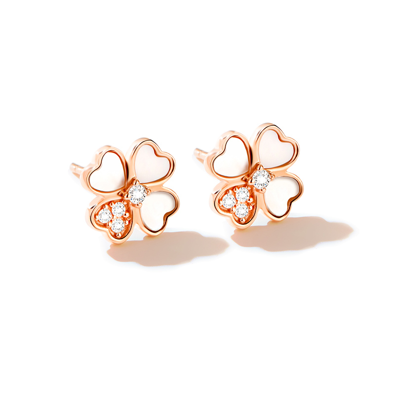 爱的约定 四叶草彩金耳饰