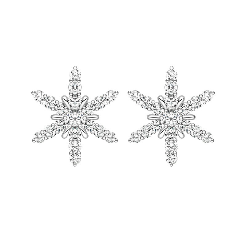 何方珠宝 六瓣雪花 耳饰