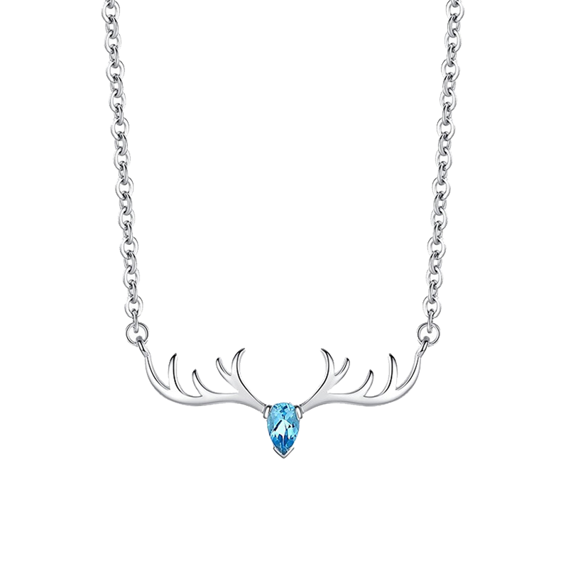 圣雅罗 蓝锆鹿角 项链