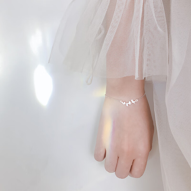 YYEU 925银银杏叶手链