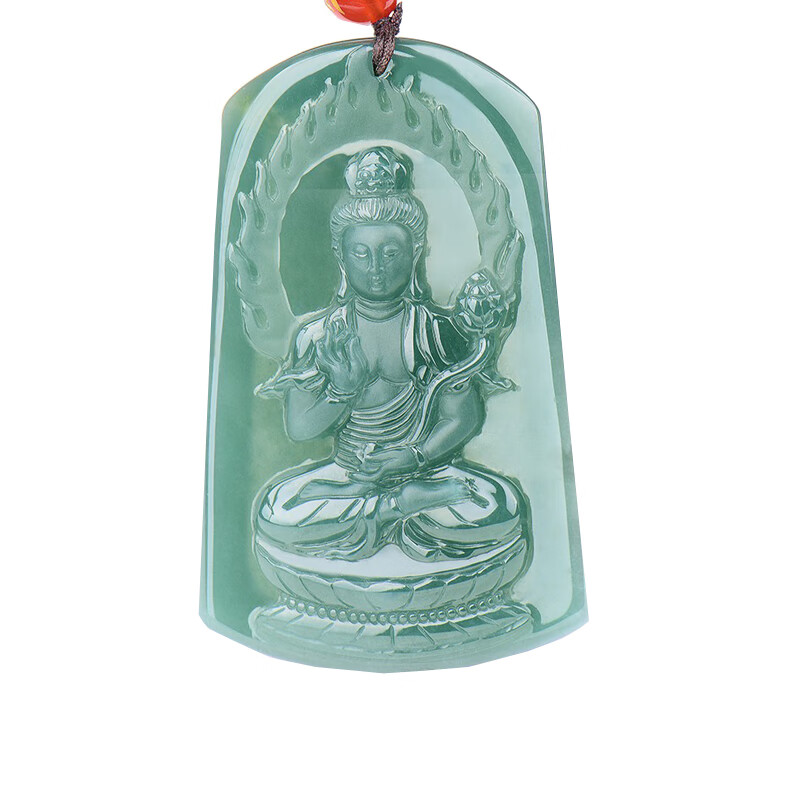 可玉可求 翡翠观音和田玉吊坠