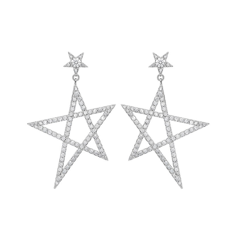何方珠宝 镂空星星耳饰
