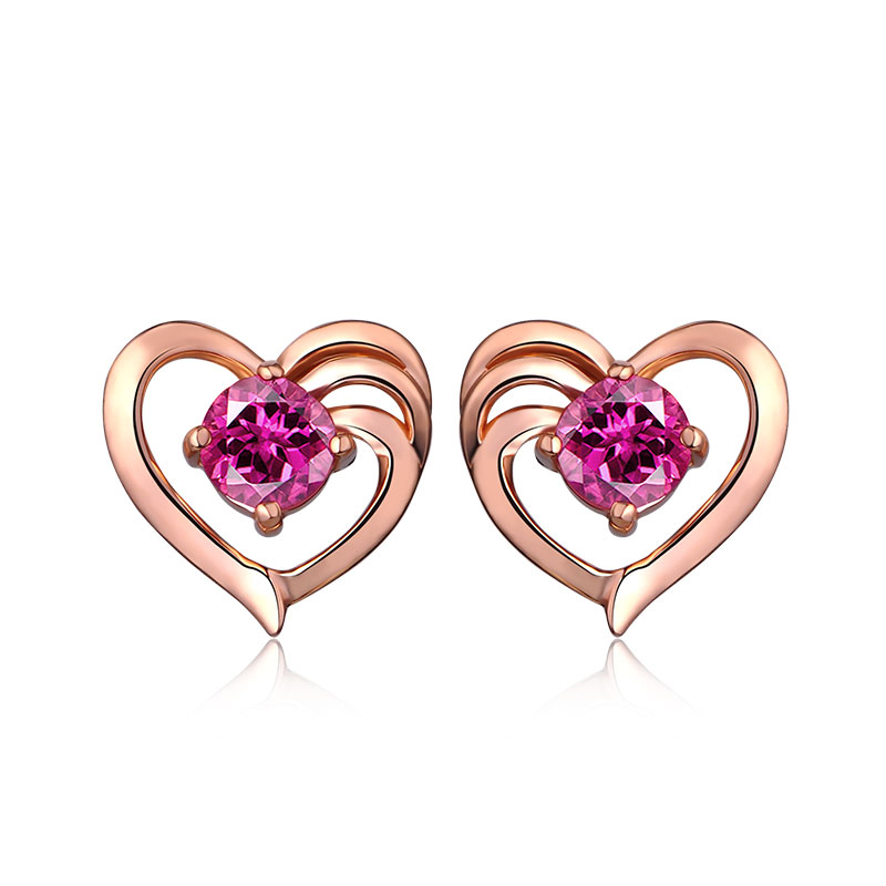 JOLEE 玫瑰金红碧玺耳饰