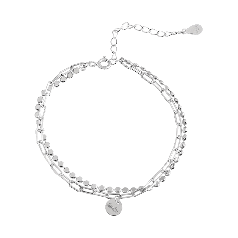 伊黛儿 圆片双层手925银手链