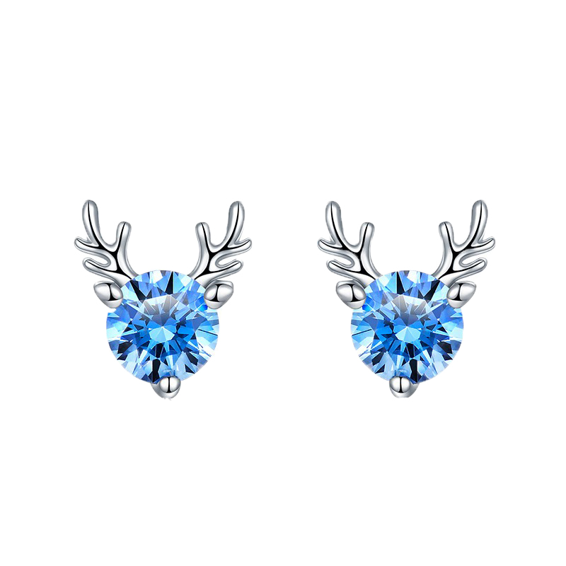 卡蒂罗 蓝锆鹿角耳饰