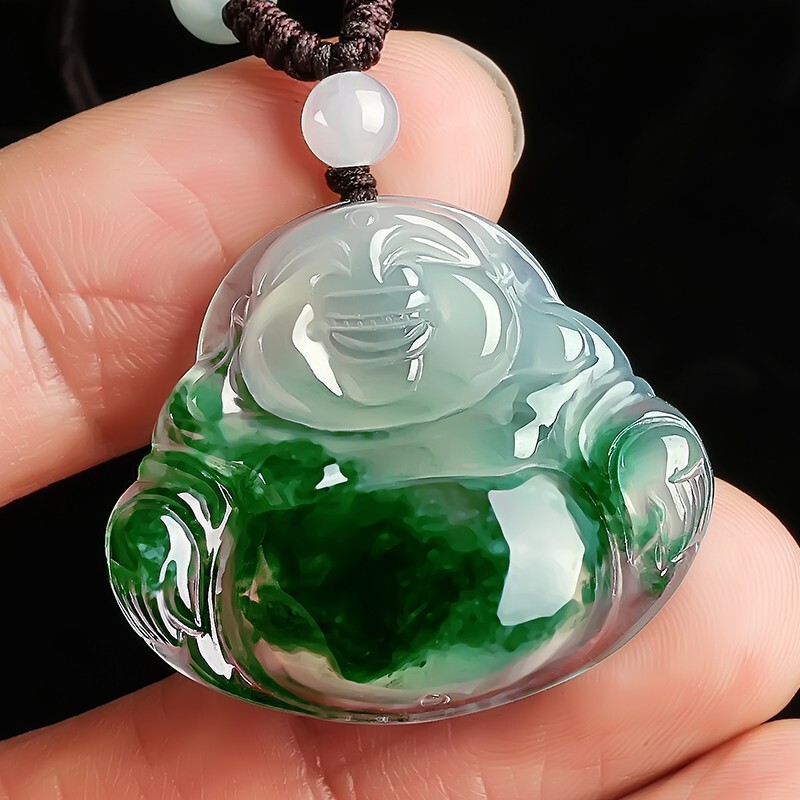 月半湾 天然翡翠玉佛吊坠