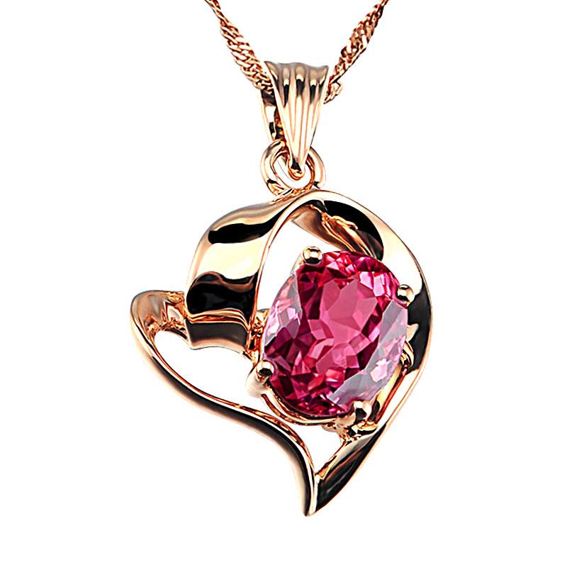 羽兰 红碧玺吊坠锁骨链