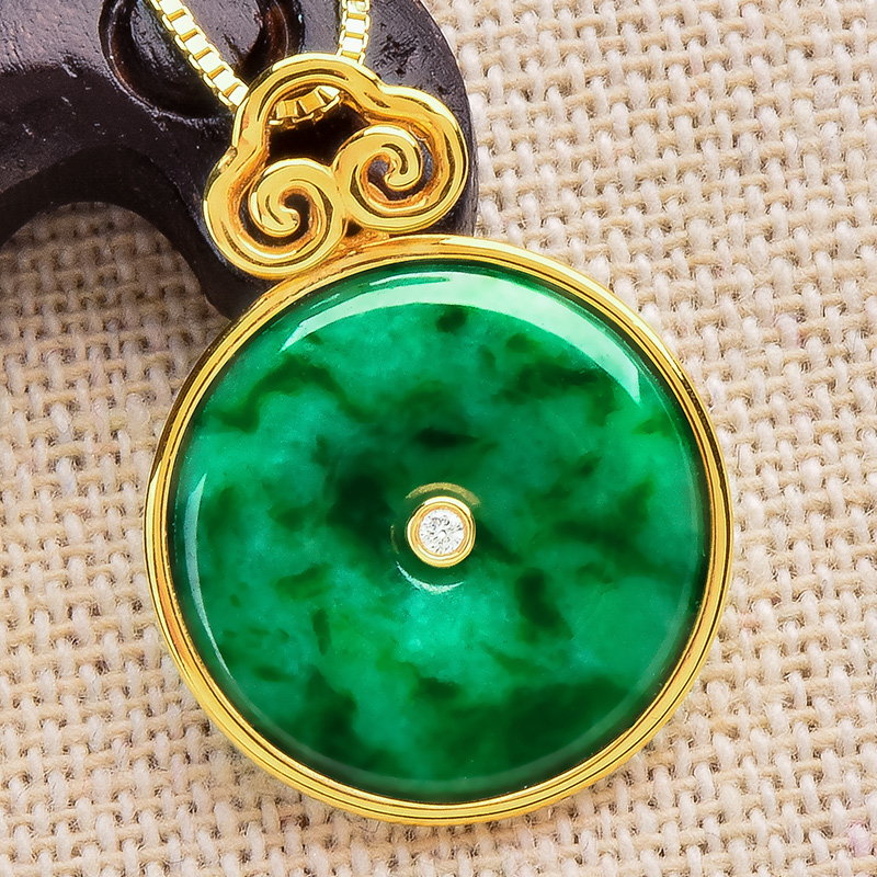 绿翠玉楼 线条流畅 平安扣吊坠