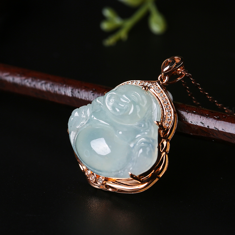 印象眸 18k金镶钻佛公吊坠