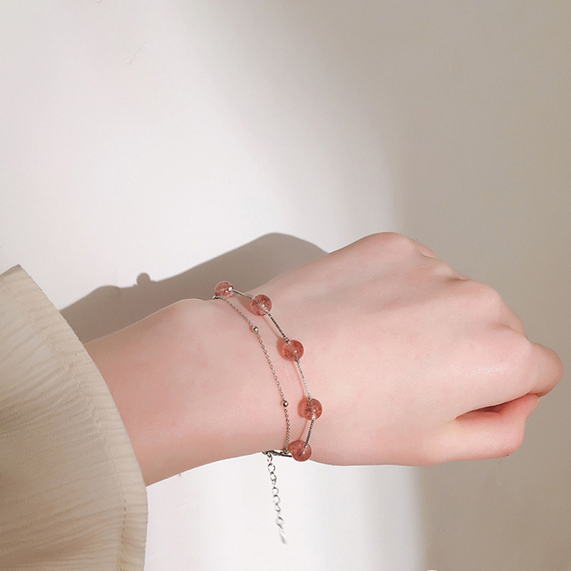 伊黛儿双层草莓水晶手链