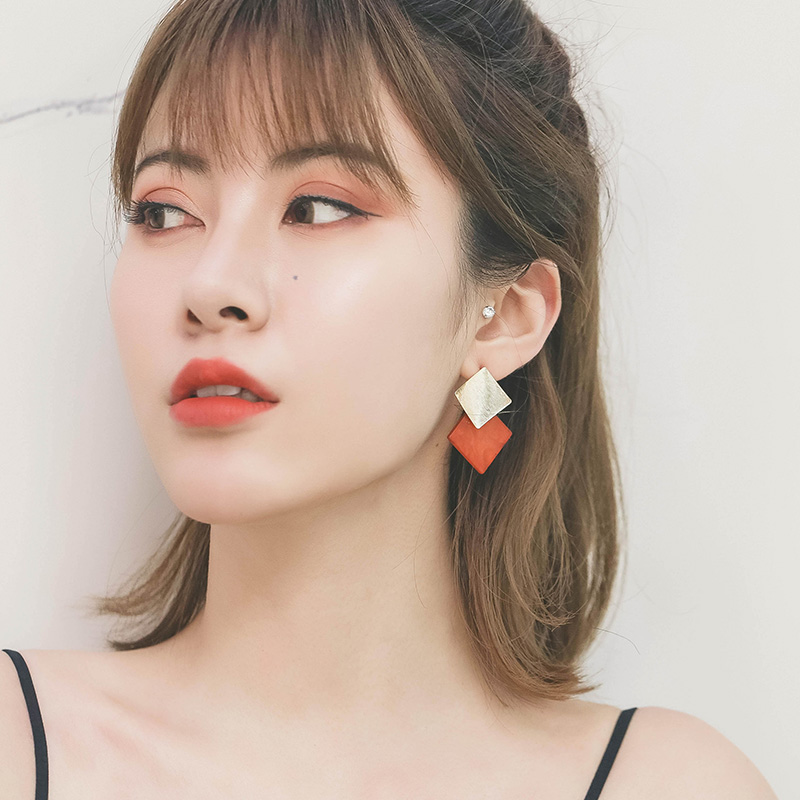 缔晶几何撞色拼接耳饰