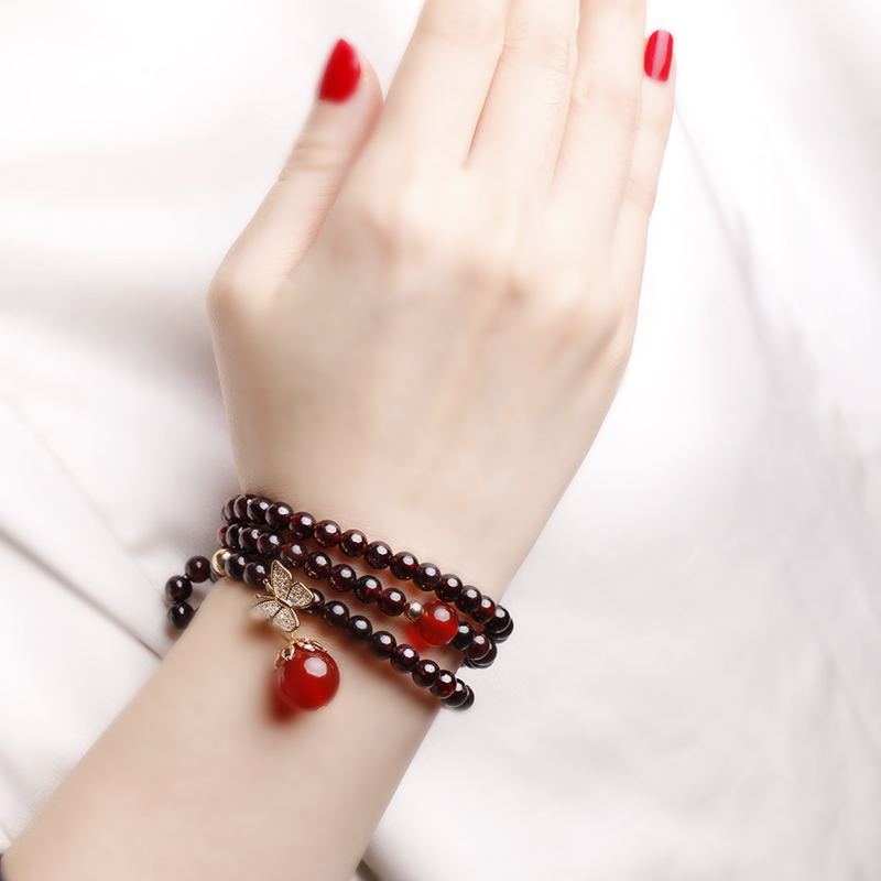 凤凰涅磐 酒红石榴石手链