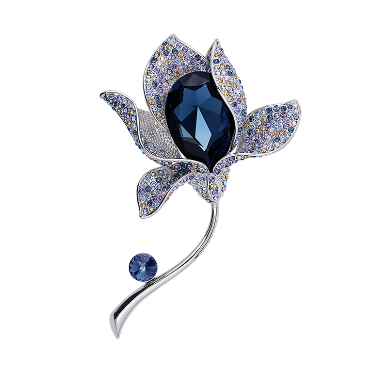 唐后百合花镶奥地利水晶胸针