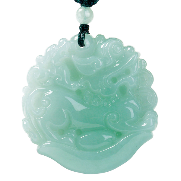 碧玉尊 双面精雕翡翠貔貅吊坠