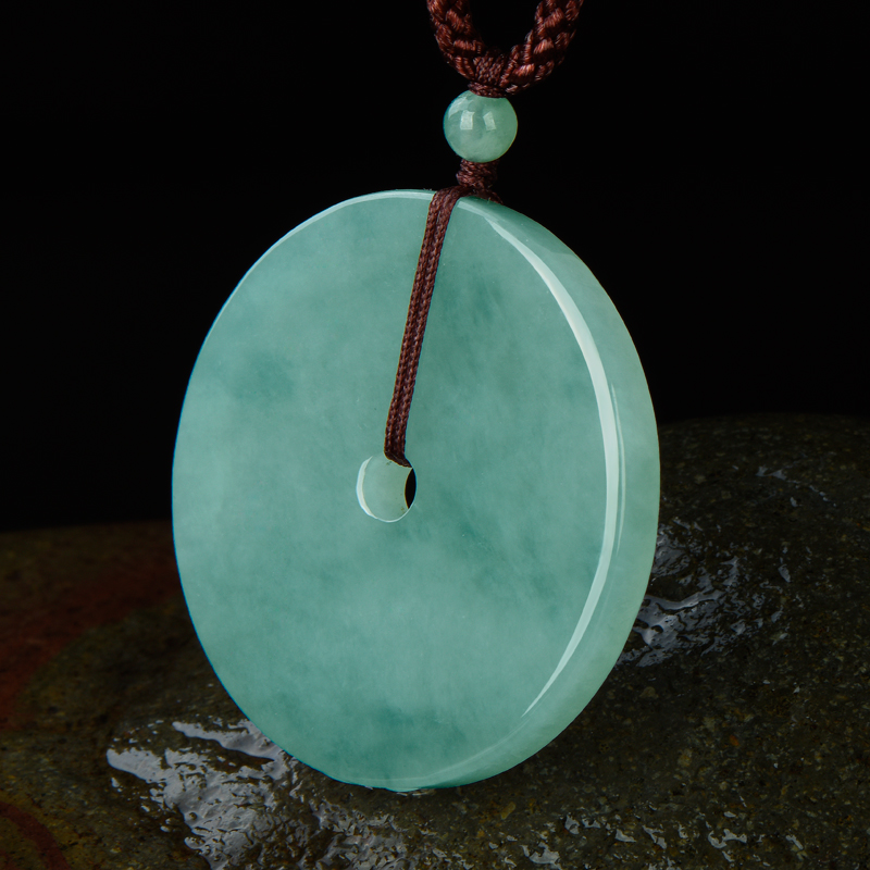 碧玉尊 方片翡翠平安扣吊坠