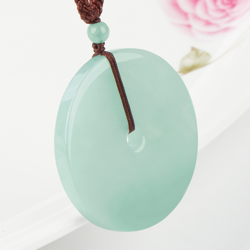 碧玉尊 方片翡翠平安扣吊坠