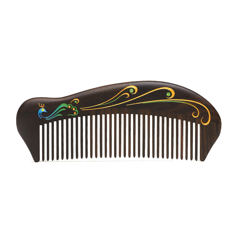 谭木匠 彩漆孔雀木质梳子