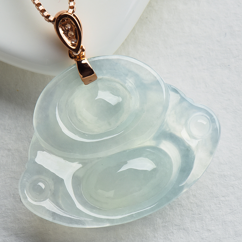 玉萌色 镶钻翡翠吊坠