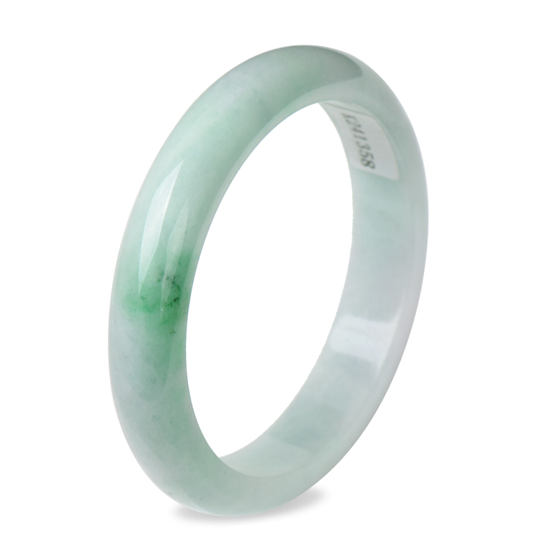 可玉可求 飘绿细圆条翡翠手镯