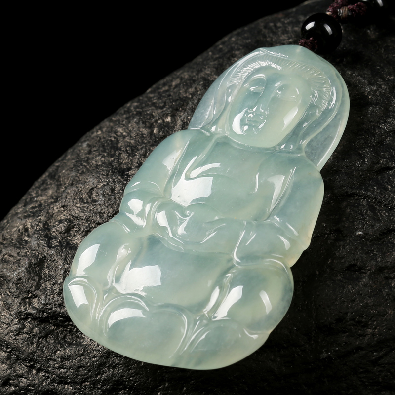 曼丽翠 冰种翡翠观音 吊坠
