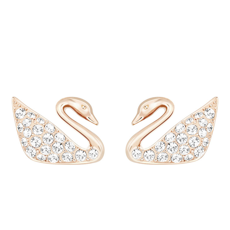 施华洛世奇 镀玫瑰金天鹅耳饰