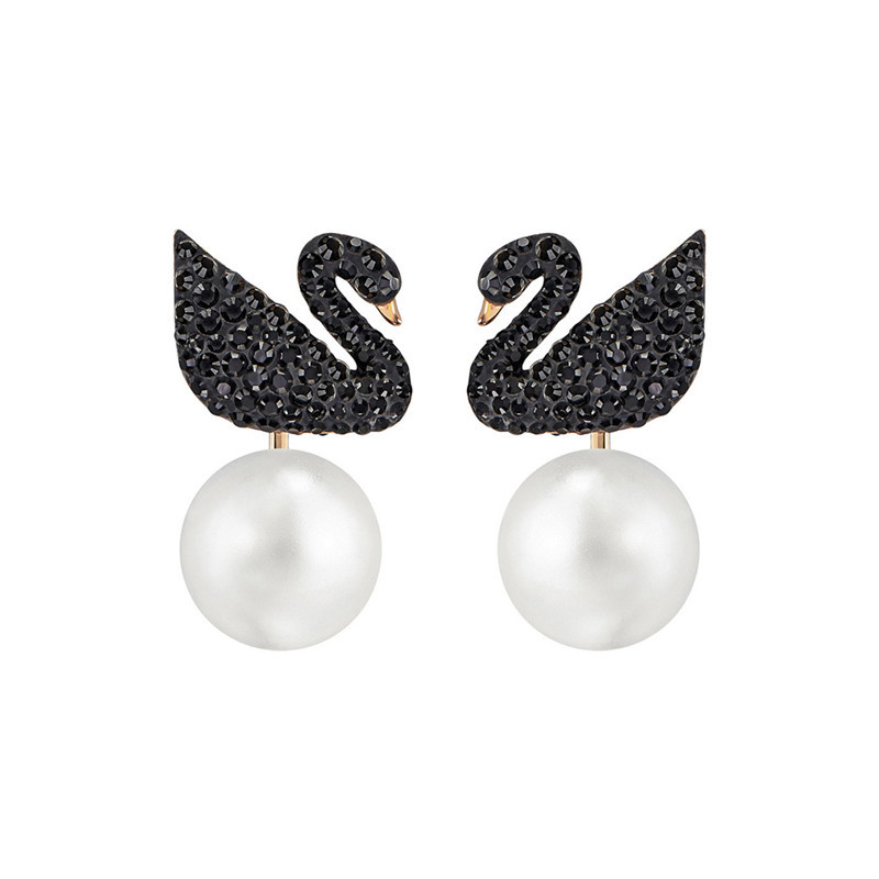 施华洛世奇 黑天鹅珍珠耳钉