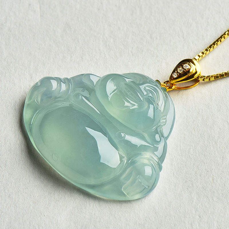 玉萌色 金镶玉 翡翠吊坠