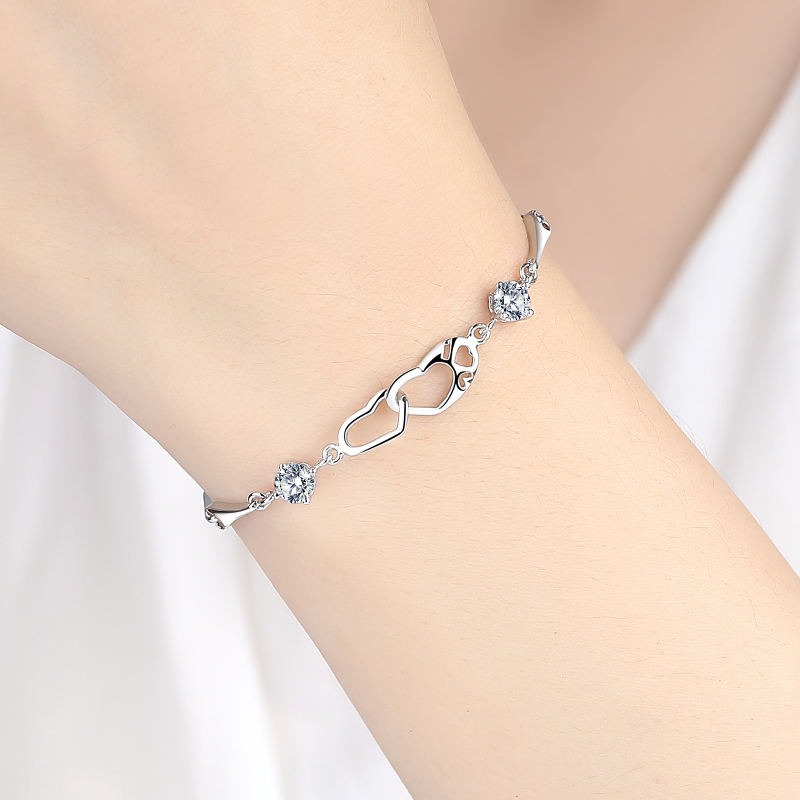 圣雅罗心连心银手链