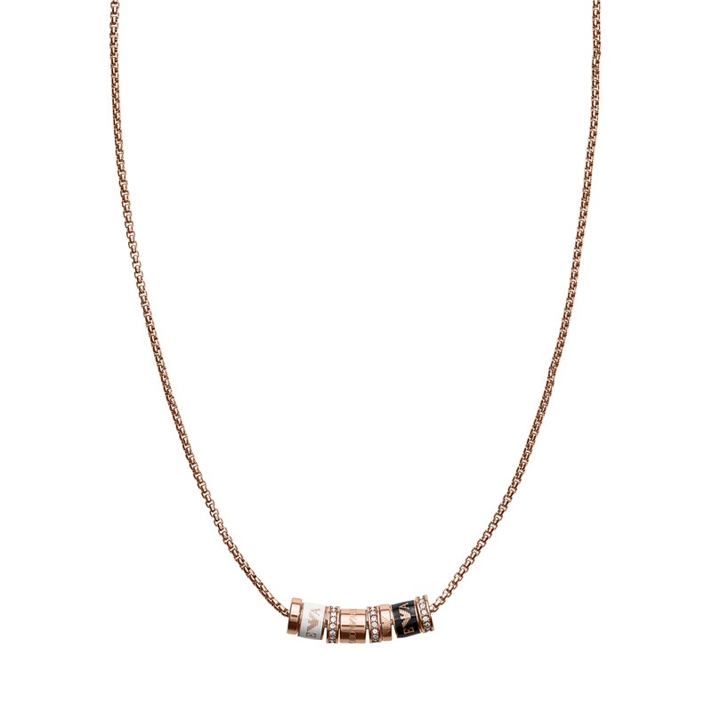 阿玛尼 玫瑰金镶钻串珠女士项链