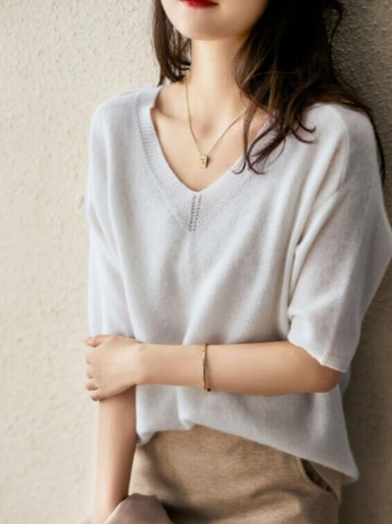 美感十足的春季V领针织衫，让你秒变春日小仙女的第3张示图