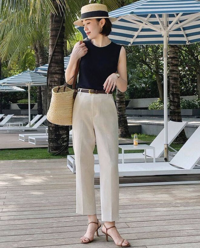 从春天火到夏天的“白裤子”，这么搭上衣优雅又高级的第4张示图