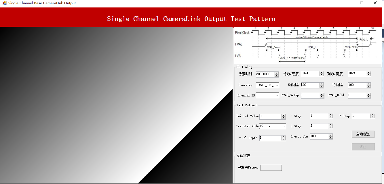 cameralink base 接口双通道任意图像数据源模拟