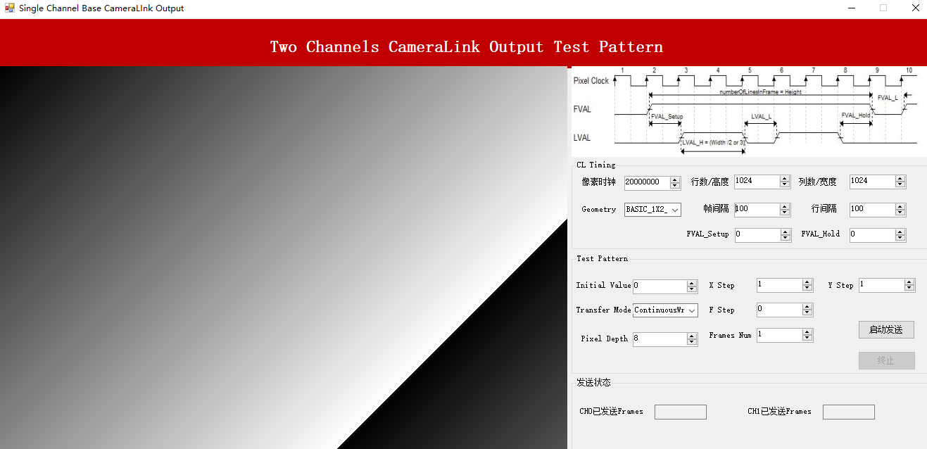 cameralink base 接口双通道任意图像数据源模拟