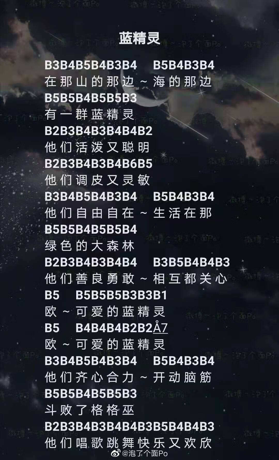 《光遇》蓝精灵乐谱分享