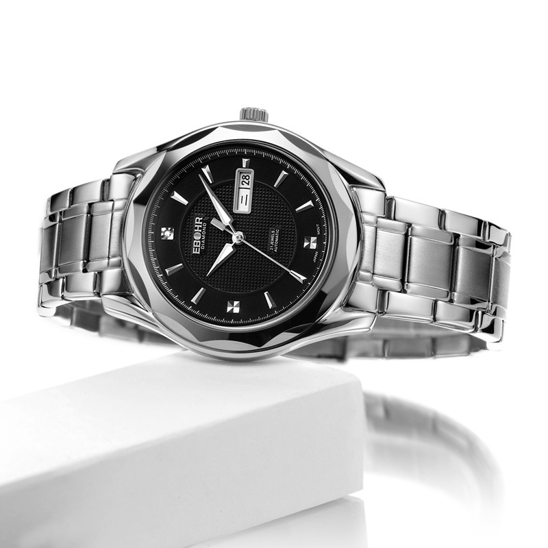 依波(ebohr)手表 都市经典系列钨钢圈镶钻机械情侣表男表10110119