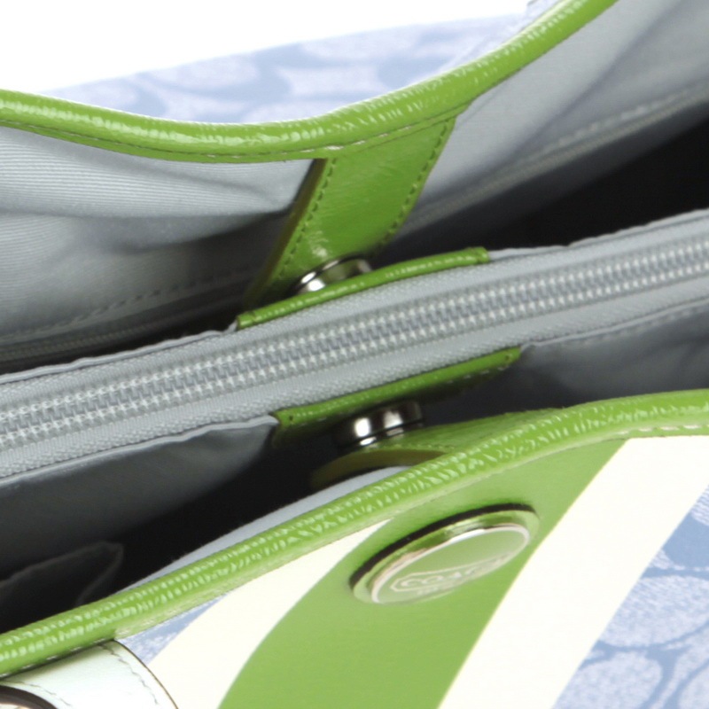 coach 蔻驰 女款pvc经典logo浅蓝绿色手提肩背包 f22908 svb7d ym