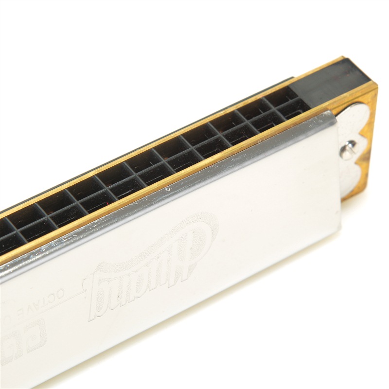 huang黄牌24孔高级复音演奏口琴a调赠琴布