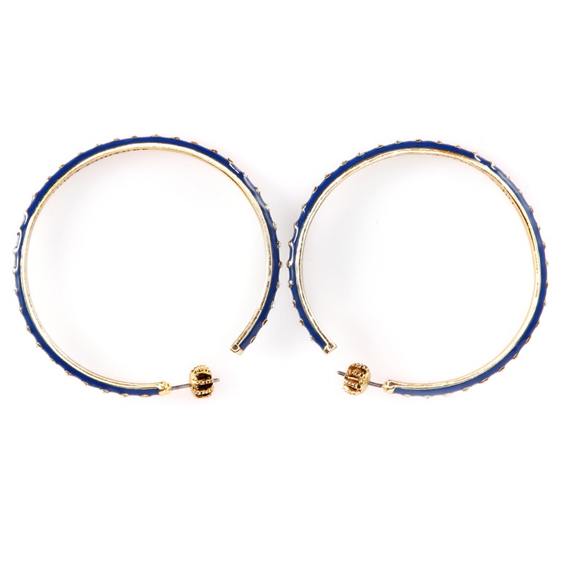 juicy couture 橘滋 蓝色镶钻圆形大号耳环 yjru6411-460 rs【图片