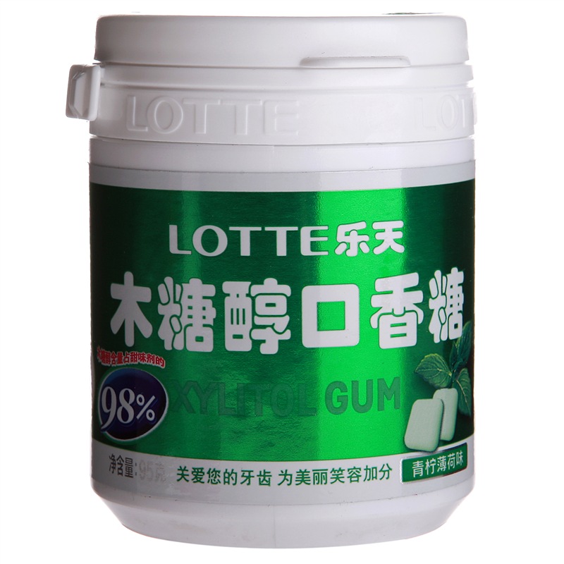 乐天(lotte)98%木糖醇无糖口香糖(青柠薄荷)95g【图片 价格 品牌 评论