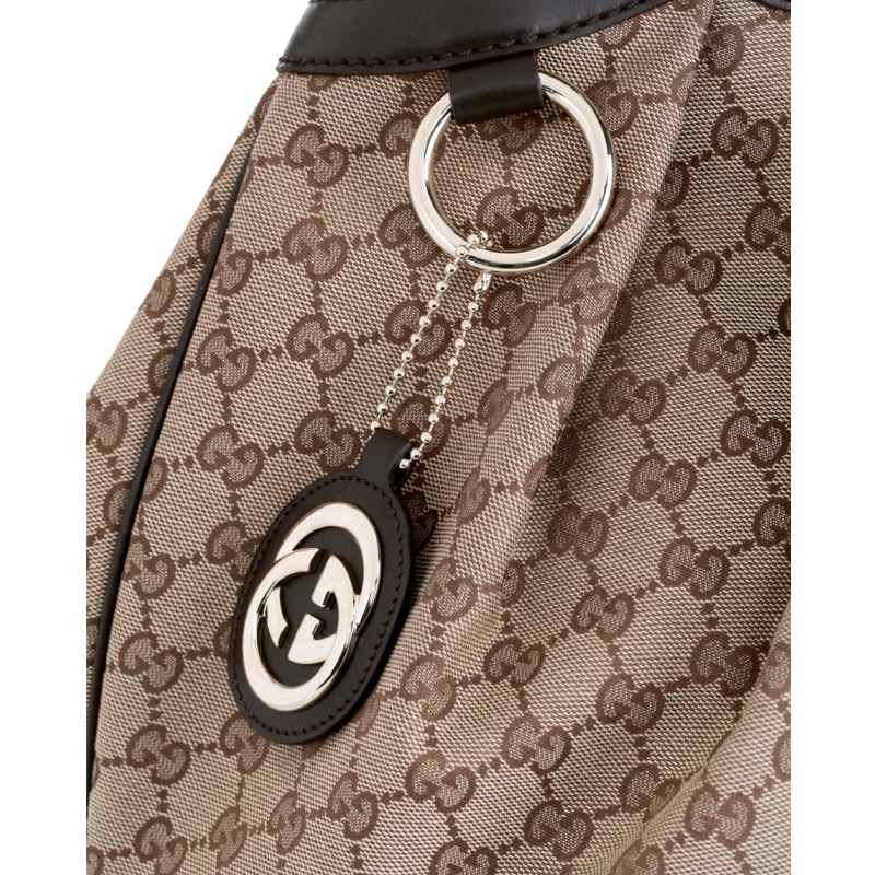 gucci古驰 卡其色 织物 双g菱格纹 褶皱设计 手提包 211943 fafxg 96