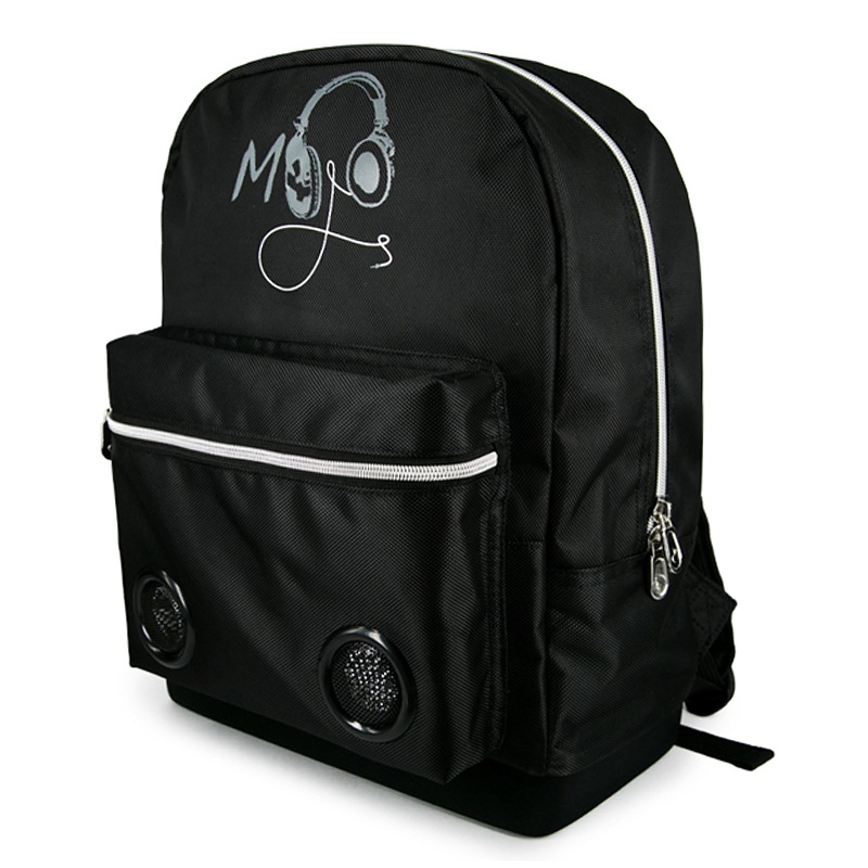 美国潮牌mojo 创意自带音响双肩背包黑色