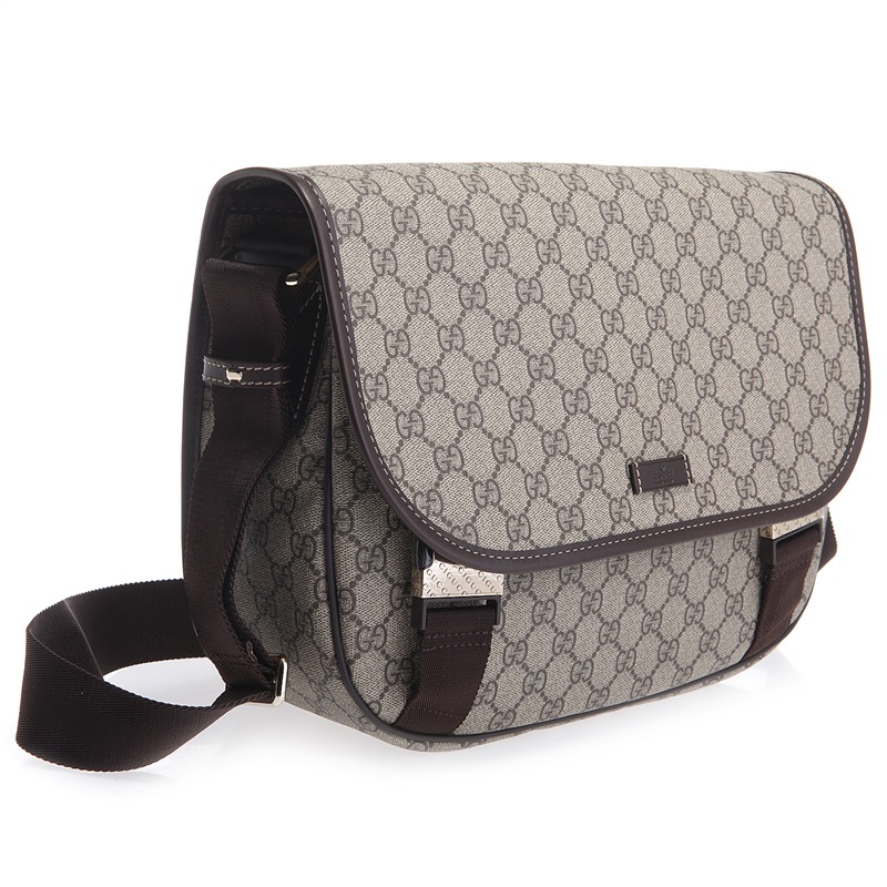 gucci 古驰 gucci男包 啡色pvc配皮男士单肩斜挎包 201732 kgdig 8588