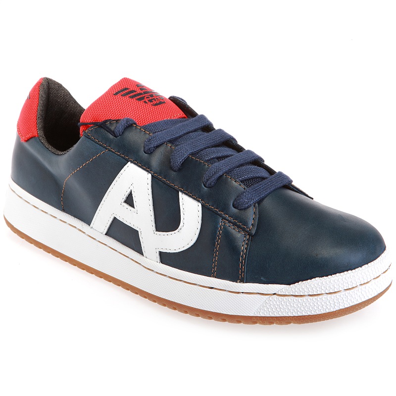 armani jeans 阿玛尼 男式蓝色真皮配织物aj休闲鞋u6519 k85a hz 41码