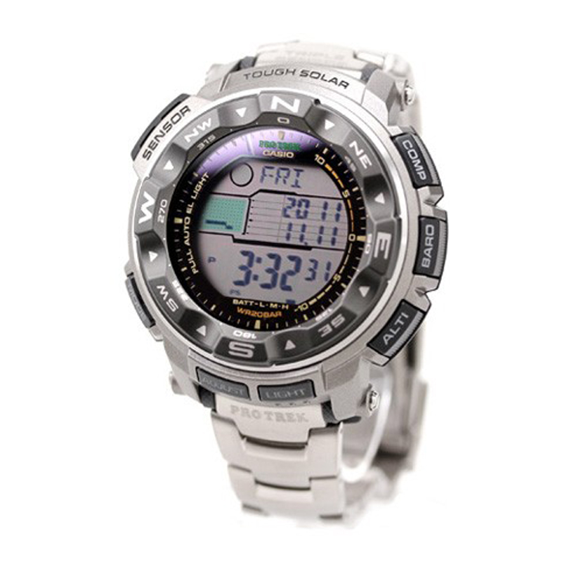 卡西欧 casio 电子表男士手表 多功能钢带数字男表 prg-250t-7d