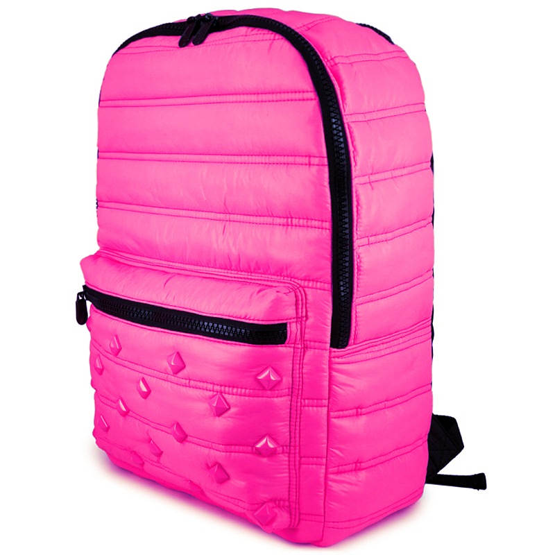 美国潮牌mojo 个性铆钉糖果色双肩背包玫红色