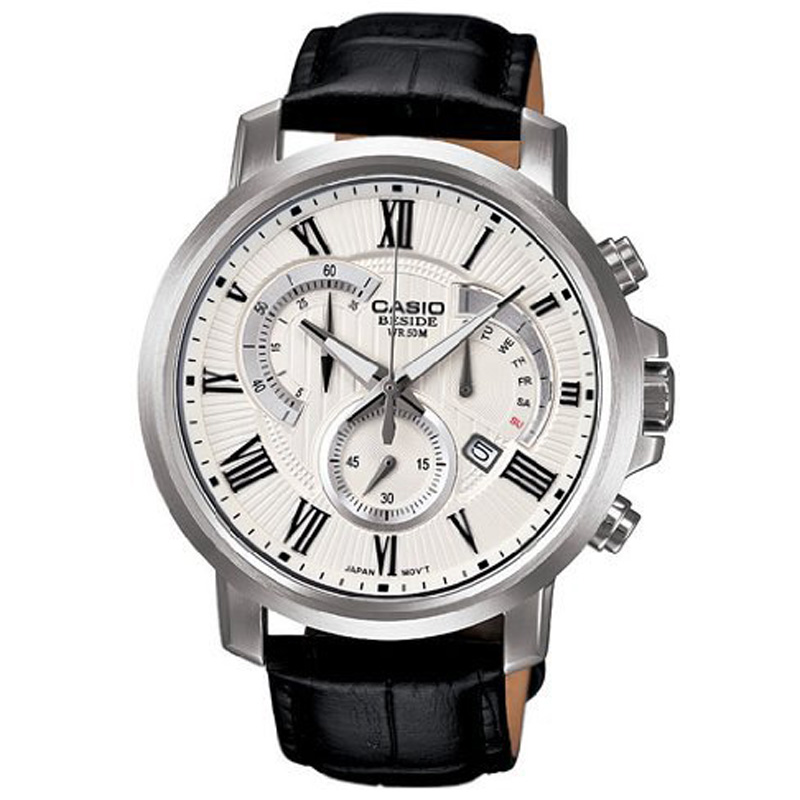 卡西欧(casio)男士手表三眼计时时尚石英男表bem-506bl-7a