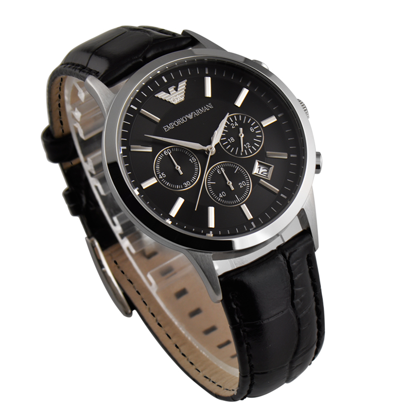 阿玛尼(armani) 正品真皮男表 高档皮带手表男 六针运动手表 ar2447
