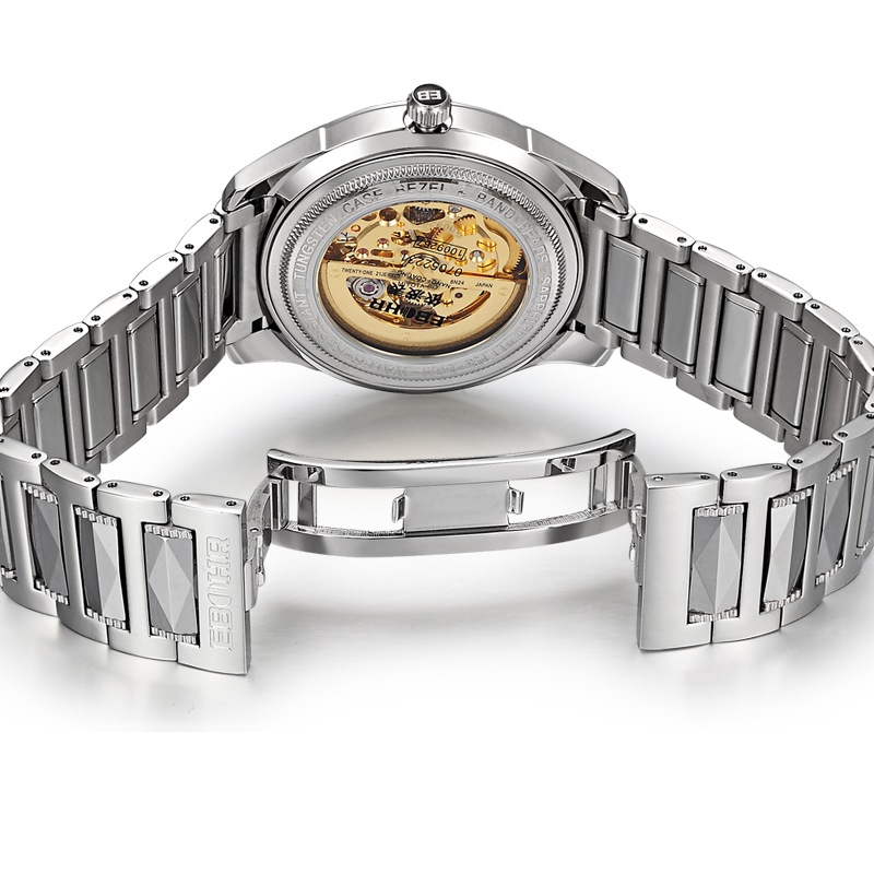 依波表ebohr机械系列商务风格男士黑面自动机械腕表07052231【图片