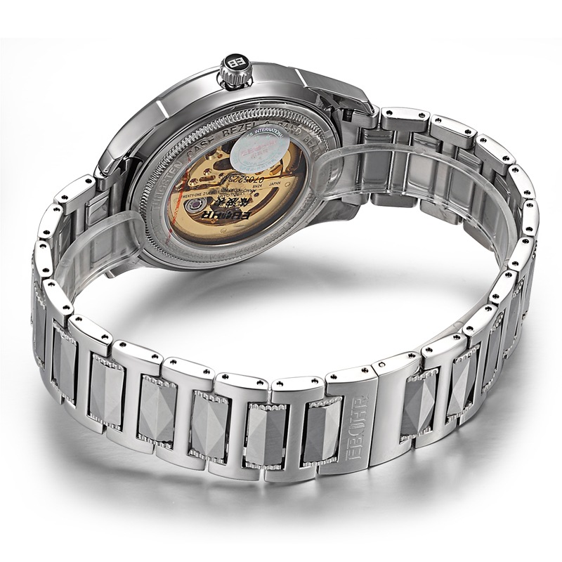 依波表ebohr机械系列商务风格男士黑面自动机械腕表07052231【图片